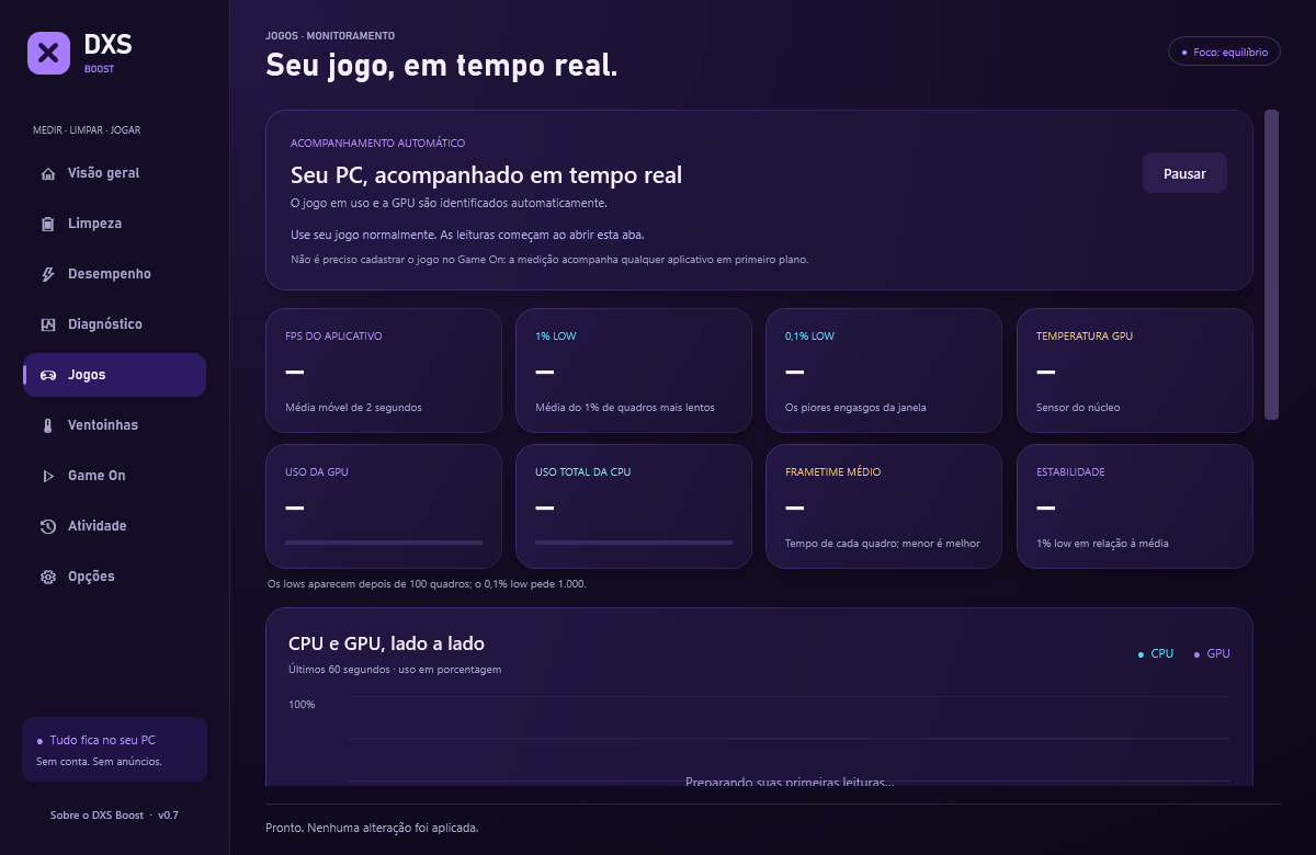 Aba Jogos do DXS Boost.